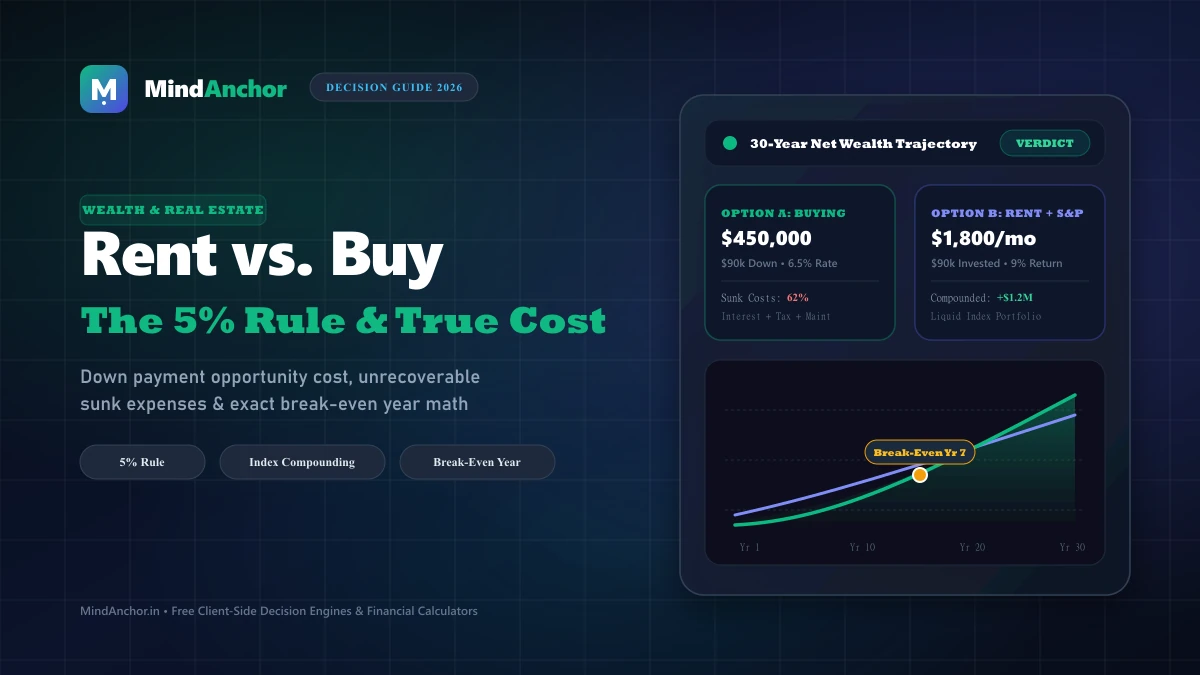 Rent vs. Buy 2026: The 5% Rule, Opportunity Cost, and 30-Year Wealth Trajectory